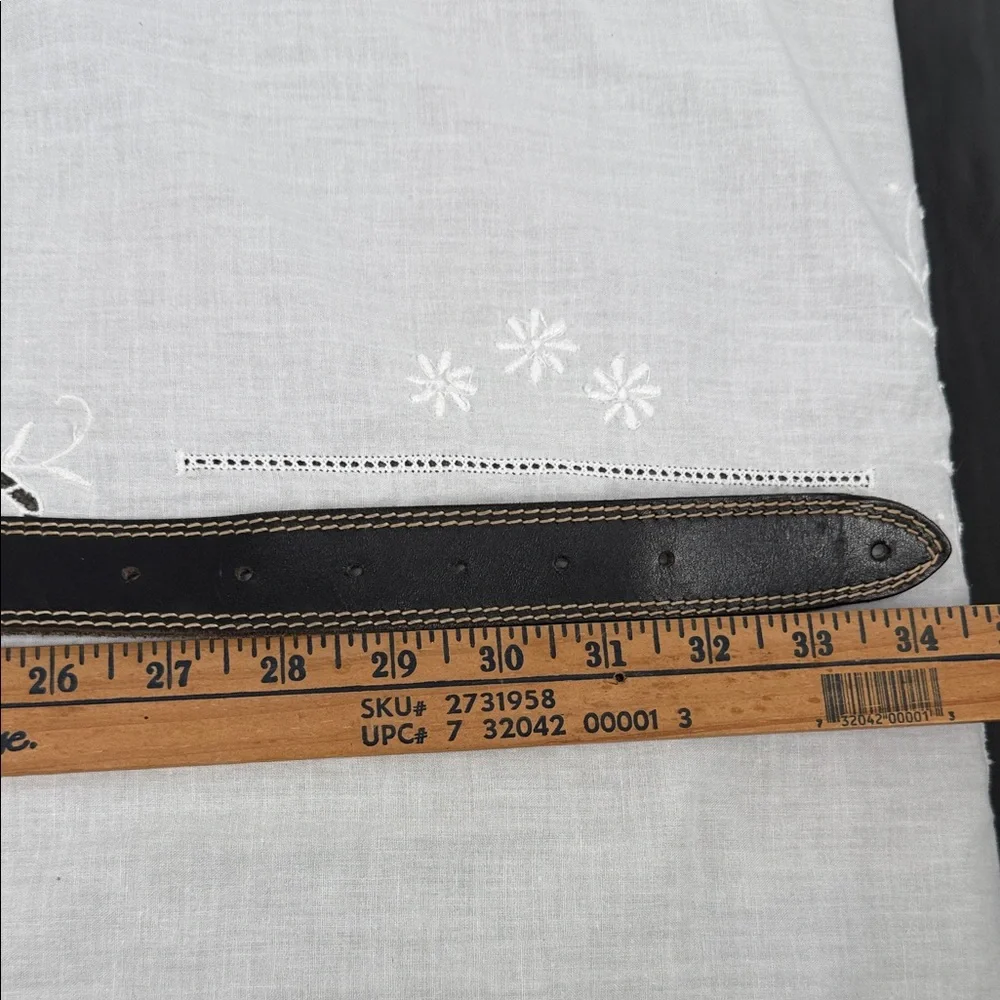 Liz Claiborne Belt Wm Black Leather Turquoise Silver Metal Vintage Boho Western